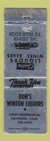Matchbook Cover - Don's Winton Liquors Hayward CA WEAR