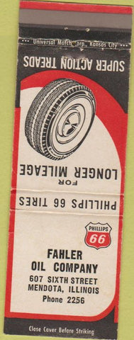 Matchbook Cover - Phillips 66 oil gas Mendota IL