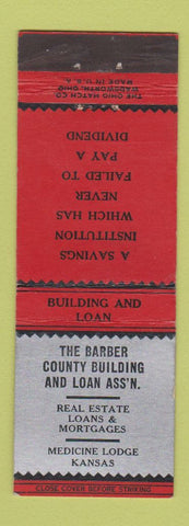 Matchbook Cover - Barber County Building and Loan Assn Medicine Lodge KS