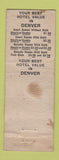 Matchbook Cover - Shirley Savoy Hotel Denver Colorado WEAR