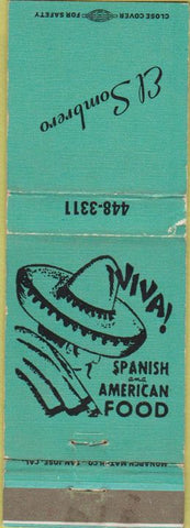 Matchbook Cover - El Sombrero Mexican Food El Monte CA