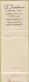 Matchbook Cover - El Sombrero Mexican Food El Monte CA