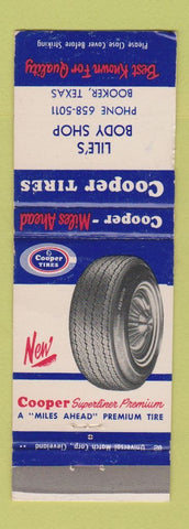 Matchbook Cover - Cooper Tires Lile's Body Shop Booker TX