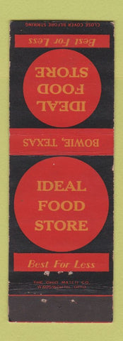 Matchbook Cover - Ideal Food Store Bowie TX WORN BACK