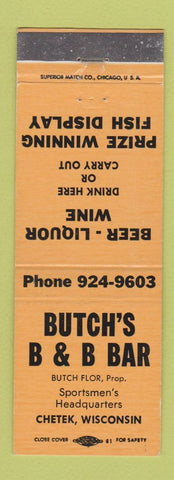 Matchbook Cover - Butch's B&B Bar Chetek WI