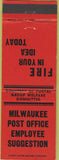 Matchbook Cover - Milwaukee Post Office Employee Suggestion WI