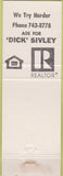 Matchbook Cover - Harold Olsen Realtor Marysville CA teal