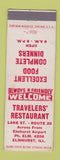 Matchbook Cover - Travelers' Restaurant Elmhurst IL