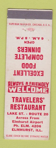 Matchbook Cover - Travelers' Restaurant Elmhurst IL