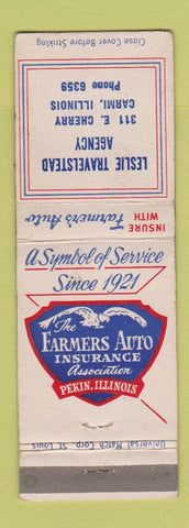 Matchbook Cover - Leslie Travelstead Insurance Carmi IL Farmers Auto