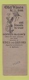 Matchbook Cover - Hopper McGaw Baltimore MD importers liquors grocery