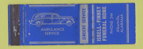Matchbook Cover - Isbell Finney Funeral Home Albertville AL MERCHANTS WEAR