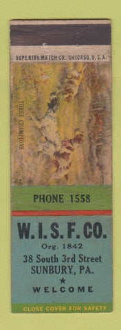 Matchbook Cover - WISF Co Sunbury PA WORN