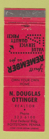 Matchbook Cover - N Douglas Ottinger Real Estate Pottstown PA