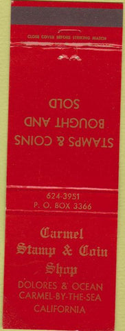 Matchbook Cover - Carmel Stamp and Coin Shop Carmel by the Sea CA