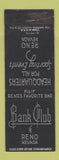 Matchbook Cover - Bank Club Reno NV