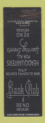 Matchbook Cover - Bank Club Reno NV