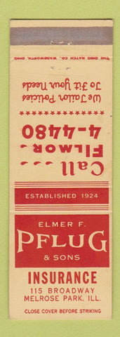 Matchbook Cover - Elmer Pflug Insurance Melrose Park IL
