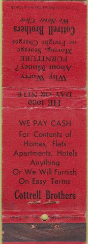 Matchbook Cover - Cottrell Brothers moving co San Francisco CA WEAR