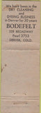 Matchbook Cover - Bodefelt Dry Cleaning Denver CO