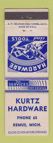 Matchbook Cover - Kurtz Hardware Remus MI