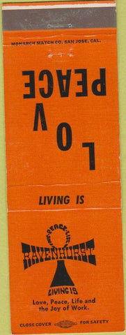 Matchbook Cover - Ravenhurst Living is Love Peace