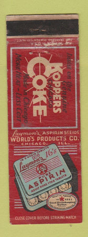 Matchbook Cover - Koppers Coke Laymon's Aspirin Chicago IL WEAR