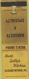 Matchbook Cover - Aunt Sally's Kitchen Elizabethtown PA POOR