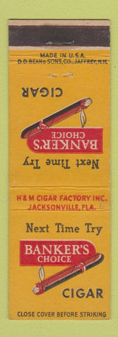 Matchbook Cover - Banker's Choice Cigars DD Bean Jacksonville FL