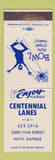 Matchbook Cover - Centennial Lanes Bowling Hays KS