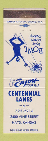 Matchbook Cover - Centennial Lanes Bowling Hays KS