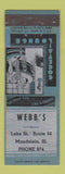 Matchbook Cover - Webb's Mundelein IL ADVANCE