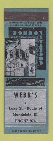 Matchbook Cover - Webb's Mundelein IL ADVANCE