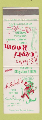 Matchbook Cover - A Sabella Fish Grotto San Francisco CA