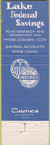 Matchbook Cover - Lake Federal Savings Hammond IN