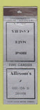 Matchbook Cover - Allison's Candy Denver Colorado WEAR