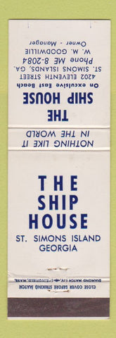 Matchbook Cover - Ship House St Simons Island GA
