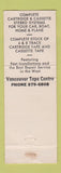 Matchbook Cover - Tape Centres Music Vancouver WA New Westminster