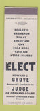 Matchbook Cover - Howard Grove Judge Orphans Court Election Hancock