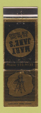 Matchbook Cover - Mary Jane's New Orleans LA