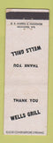 Matchbook Cover - Wells Grill Milwaukee?