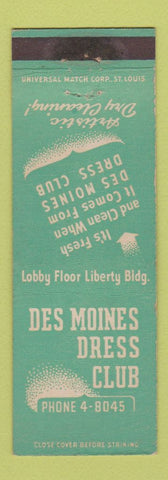 Matchbook Cover - Des Moines Dress Club Dry Cleaning IA
