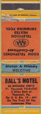 Matchbook Cover - Ball's Motel Tazewell VA POOR