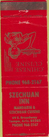 Matchbook Cover - Szechuan Inn Tempe AZ Chinese WEAR