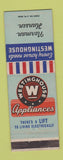 Matchbook Cover - Westinghouse Appliances Norman Hansen