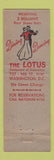 Matchbook Cover - Lotus Restaurant Chinese Washington DC WEAR