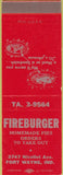 Matchbook Cover - Fireburger hamburgers Fort Wayne IN SAMPLE