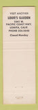 Matchbook Cover - Louie's Garden Chinese Restaurant Los Alamitos CA
