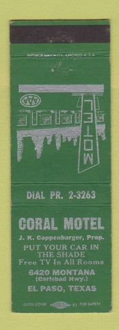 Matchbook Cover - Coral Motel El Paso TX
