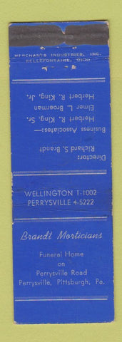 Matchbook Cover - Brandt Morticians Funeral Home Perrysville Pittsburgh PA WEAR